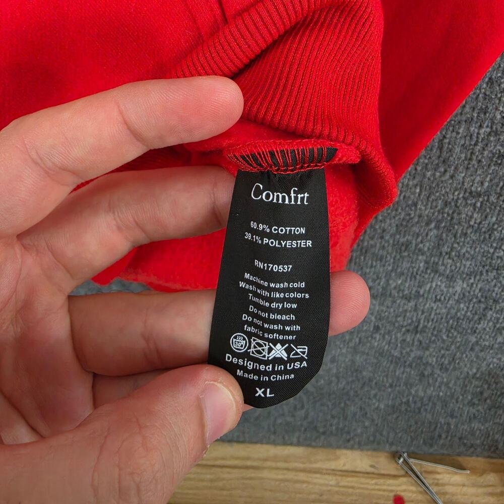 Comfrt Set Unisex XL Minimalist Red Fleece Hoodie Joggers Sweatsuit Set Lounge - Picture 7 of 16